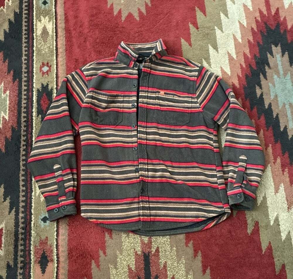 The American Outdoorsman Striped Fleece Button-Down Shirt Jacket Men's Size S